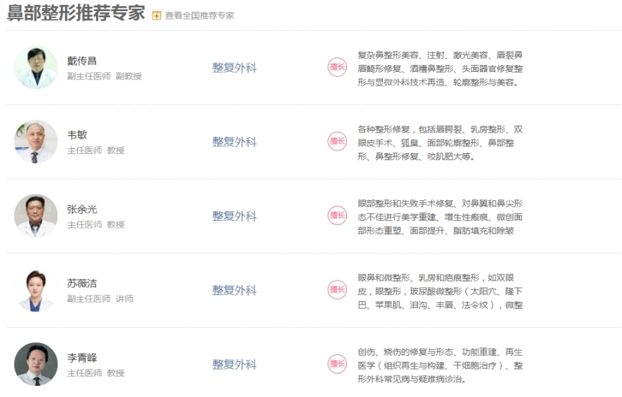 上海九院隆鼻哪些醫(yī)生比較好？